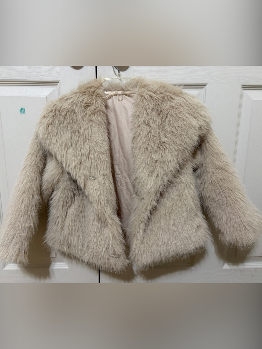 Girls Faux Fur Cream Jacket